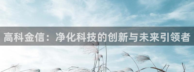 高科金信：净化科技的创新与未来引领者